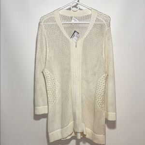 CJ Banks Cream Knit Cardigan